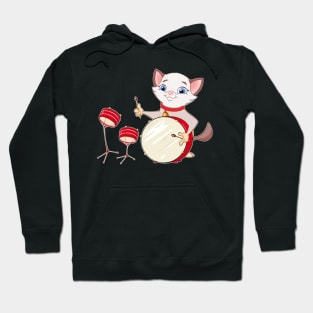 Cool Cat Playing Jazz on Drums Hoodie